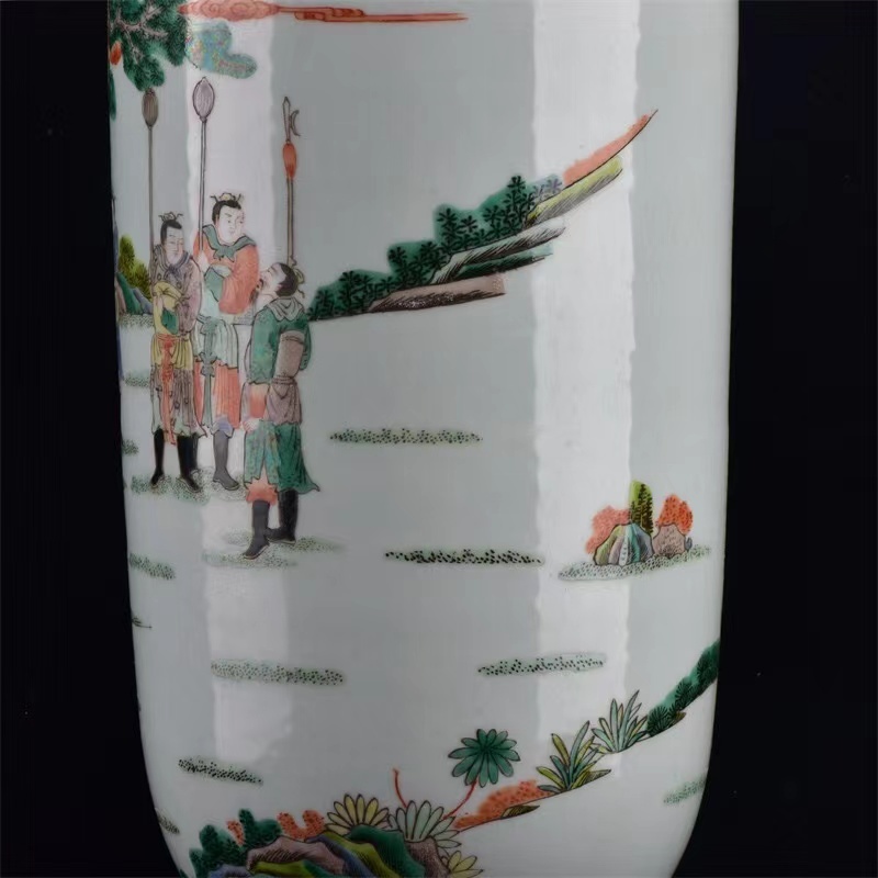  ◆旧蔵◆古美術 中国古玩 大清康熙年製款 五彩　人物故事図棒槌瓶　時代物　A35_画像8