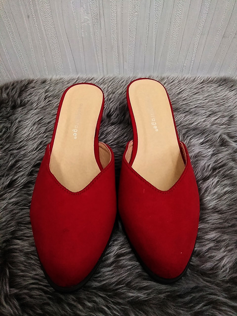 sh0203 * free shipping new goods aquagarage aqua garage mules shoes size 38 24.0cm corresponding red suede material low heel shoes 