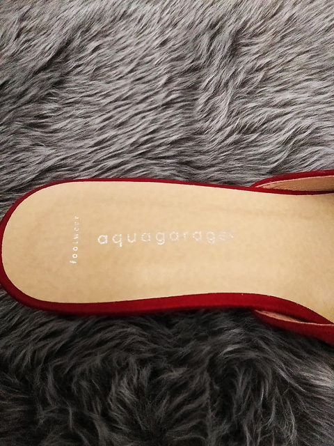 sh0203 * free shipping new goods aquagarage aqua garage mules shoes size 38 24.0cm corresponding red suede material low heel shoes 