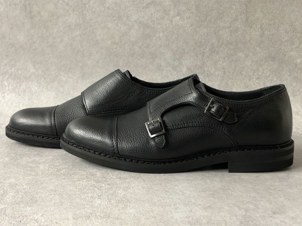 新品・定価3.4万●天候を気にしないシューズ●BEAMS取扱い●SATTO & SILVA●モンクストラップ レザーシューズ 革靴●ブラック_画像3