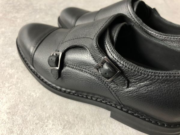 新品・定価3.4万●天候を気にしないシューズ●BEAMS取扱い●SATTO & SILVA●モンクストラップ レザーシューズ 革靴●ブラック_画像6