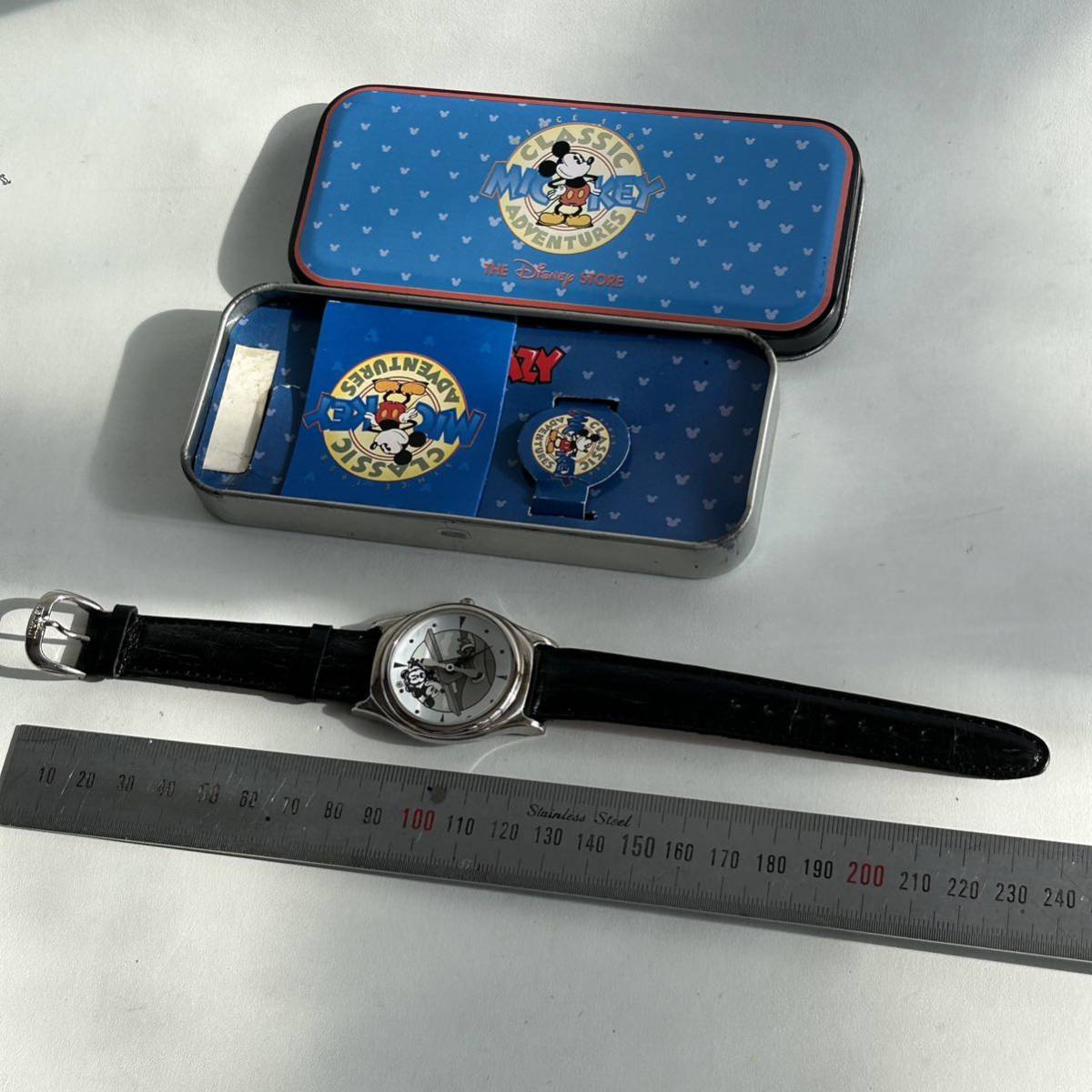 ミッキー マウス　プレーン　クレージー　ビンテージディズニー腕時計 革ベルト_画像8