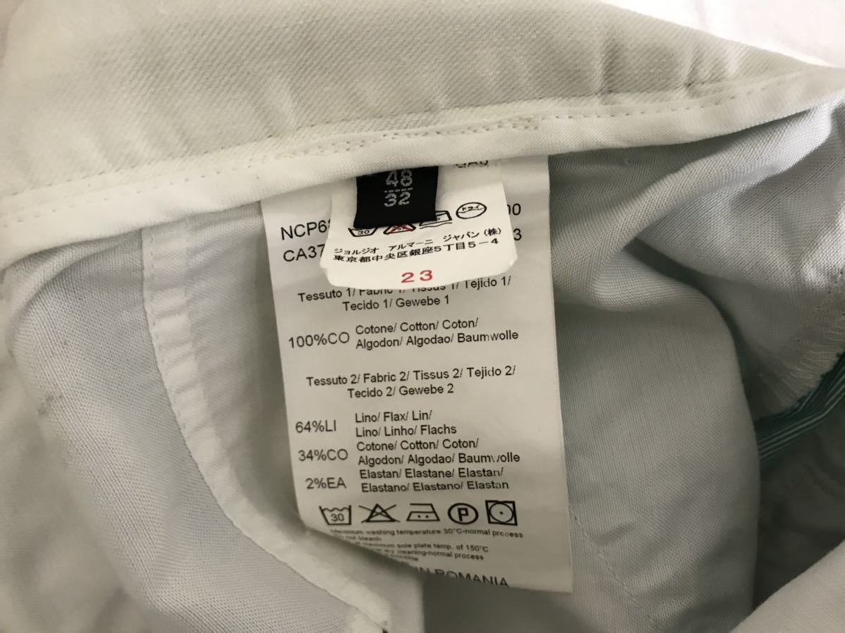  genuine article Armani koretsio-niARMANI cotton stripe pattern slacks chino pants American Casual men's business suit white gray 48 Italy made L