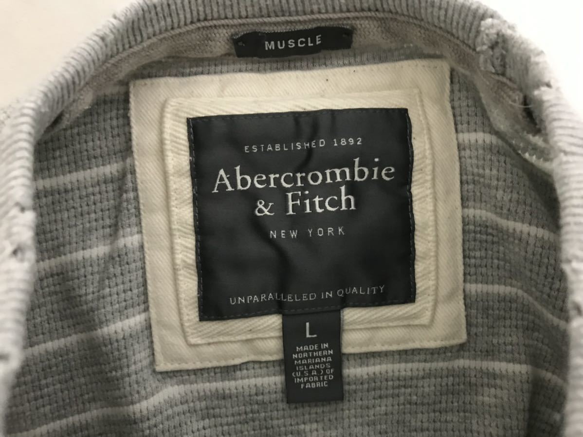 本物アバクロンビーアンドフィッチAbercromibie&Fitchコットンワッフル長袖TシャツロンTメンズワークミリタリーアメカジグレーLアメリカ製_画像4