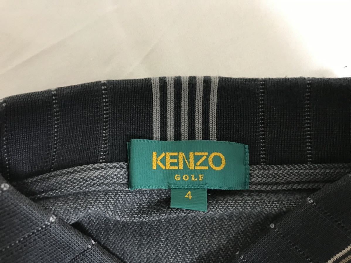 本物ケンゾーゴルフKENZO GOLFコットン長袖ポロシャツロンTメンズアメカジミリタリービジネススーツ緑グリーン柄XL日本製4スポーツ