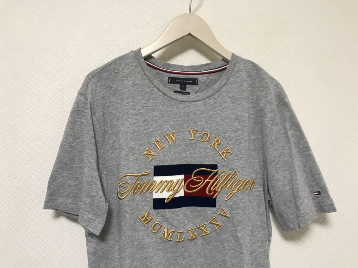 本物トミーヒルフィガーTOMMYHILFIGERコットンロゴ刺繍半袖TシャツメンズアメカジサーフミリタリーMグレートルコ製_画像2