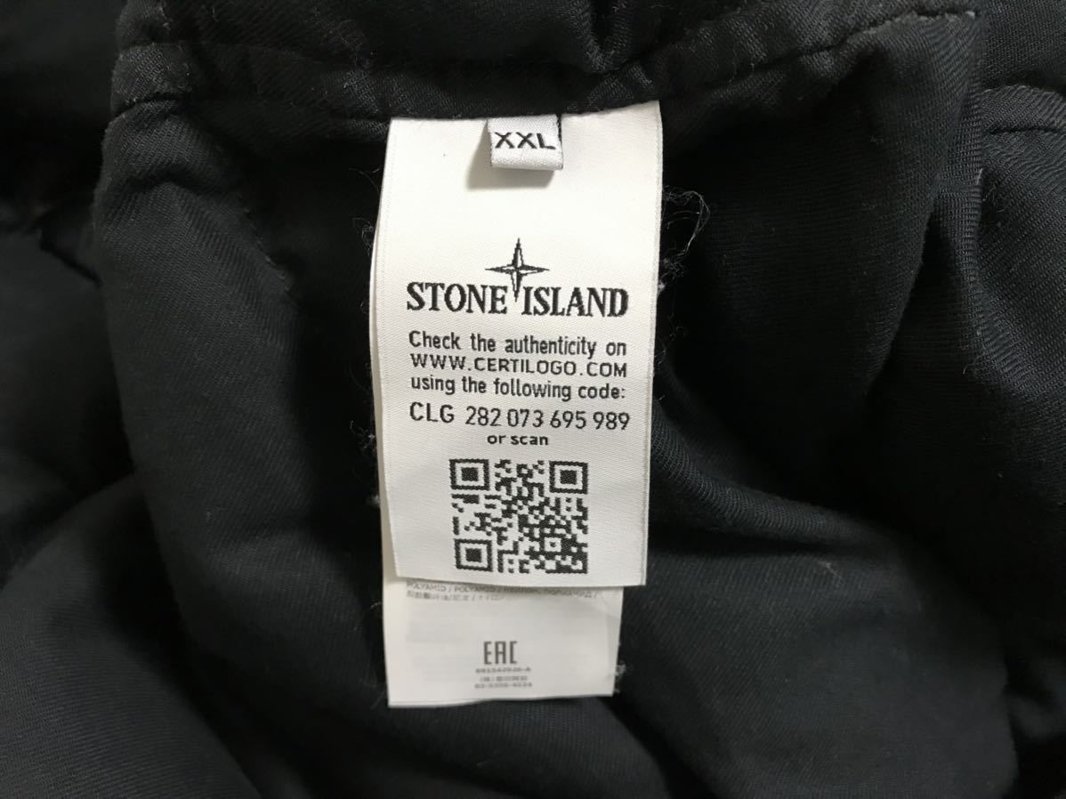 本物ストーンアイランドSTONEISLANDコットンナイロンN3Bデカダウンジャケットモッズコートメンズサーフビジネススーツ2XL黒ブラックXXL