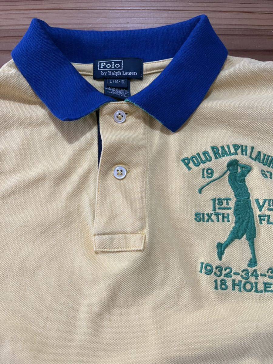 送料込み！RalphLauren 半袖ポロシャツ 黄色 イエロー Lサイズ 14-16 160サイズ ボーイズ GOLF POLO ラルフローレン 半袖シャツ_画像1