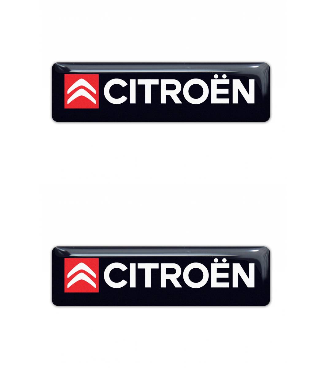 即納 シトロエン ロゴ CITROEN ブラック 3D 70mm x 19mm 2枚セット ステッカー 《送料無料》残り1点_画像1