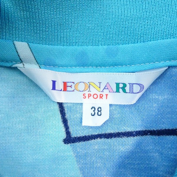 #spc レオナールスポーツ LEONARD SPORT ポロシャツ 38 水色 青 半袖 ドット 幾何学模様 ロゴ レディース [746825]_画像6