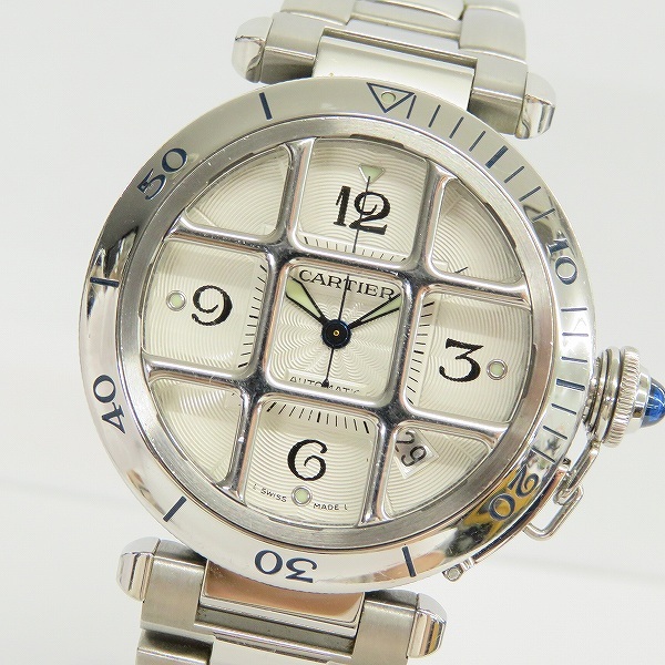 #anw カルティエ Cartier 腕時計 パシャ 38mm グリッド W31040H3 AT シルバー メンズ [785400]