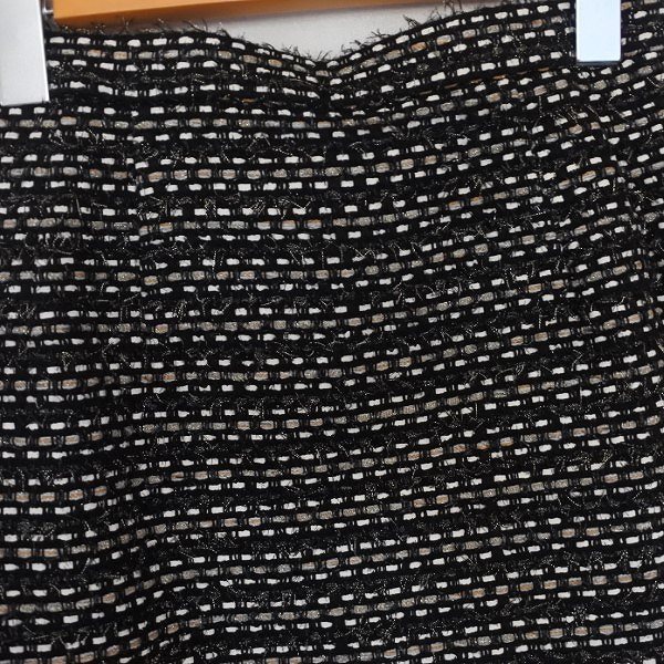 #wxc ベラ VELLA スカートスーツ 38 黒系 ラメ リボン ツイード コサージュ付き レディース [752831]_画像4