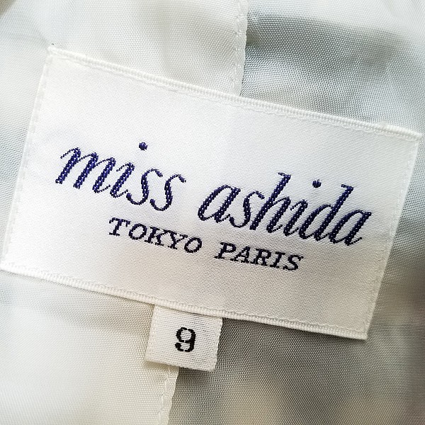 #wnc ミスアシダ missashida スカートスーツ 9 アイボリー 緑系 ツーピース ノーカラー チェック レディース [779835] 5
