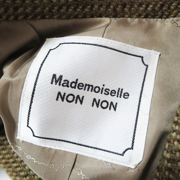 #wnc マドモアゼルノンノン MademoiselleNONNON ジャケット ベージュ 茶 カーキ レザー調ボタン ツイード レディース [779815]_画像8