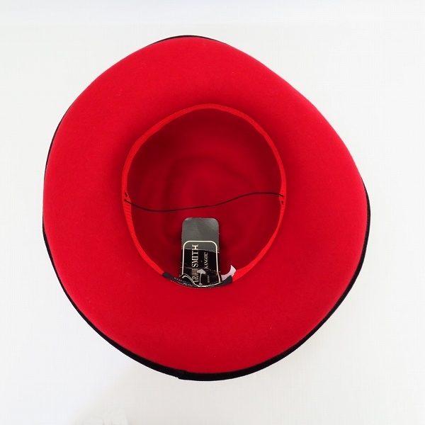 #wnzh カンゴール GRAHAM SMITH AT KANGOL グラハムスミス 帽子 ハット ソフト帽 赤 黒 エレガント イギリス製 レディース [702544]_画像6