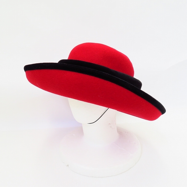 #wnzh カンゴール GRAHAM SMITH AT KANGOL グラハムスミス 帽子 ハット ソフト帽 赤 黒 エレガント イギリス製 レディース [702544]_画像1