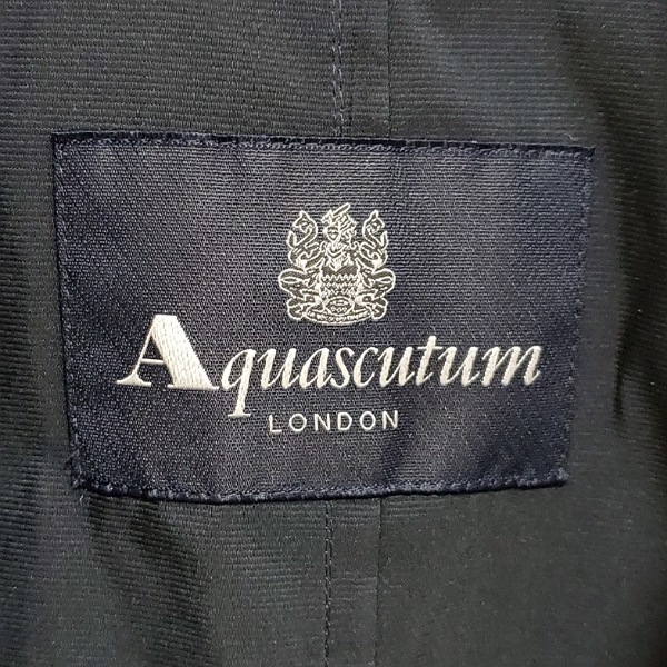 #anc Aquascutum Aquascutum coat 10 navy blue trench coat leather using belt attaching lady's [641166]