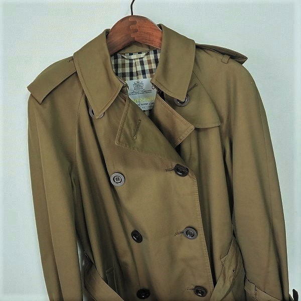 #anc アクアスキュータム Aquascutum コート カーキ トレンチコート ベルト付き レディース [784377]_画像3