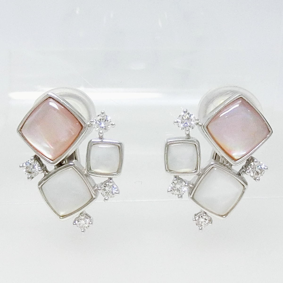 [ free shipping ]tasaki pearl TASAKI K18WG shell diamond 0.28ctiya ring earrings 2WAY* new goods finishing settled beautiful goods *