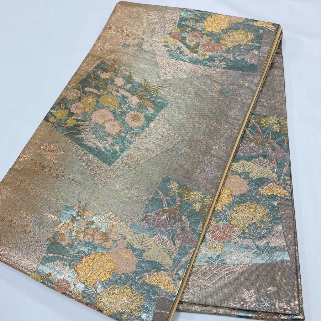 ヤフオク! - 着物月花 引箔 煌びやかな花の袋帯 六通柄 正絹 金銀糸