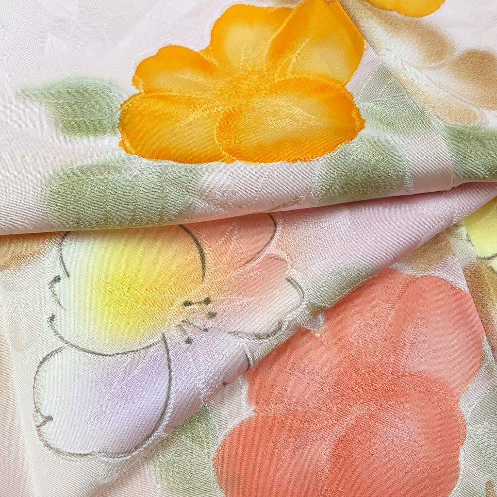 単衣 ぼかし染めに唐花が描かれた小紋 着物 クリアランス最安 www.m