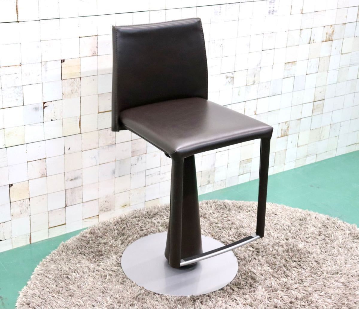 GMFS198A○Frag / フラッグ EVIA GP height-adjustable stool エビアハイアジャスタブルスツール 本革 イタリア モダン 廃番 定価約17.2万 _画像2