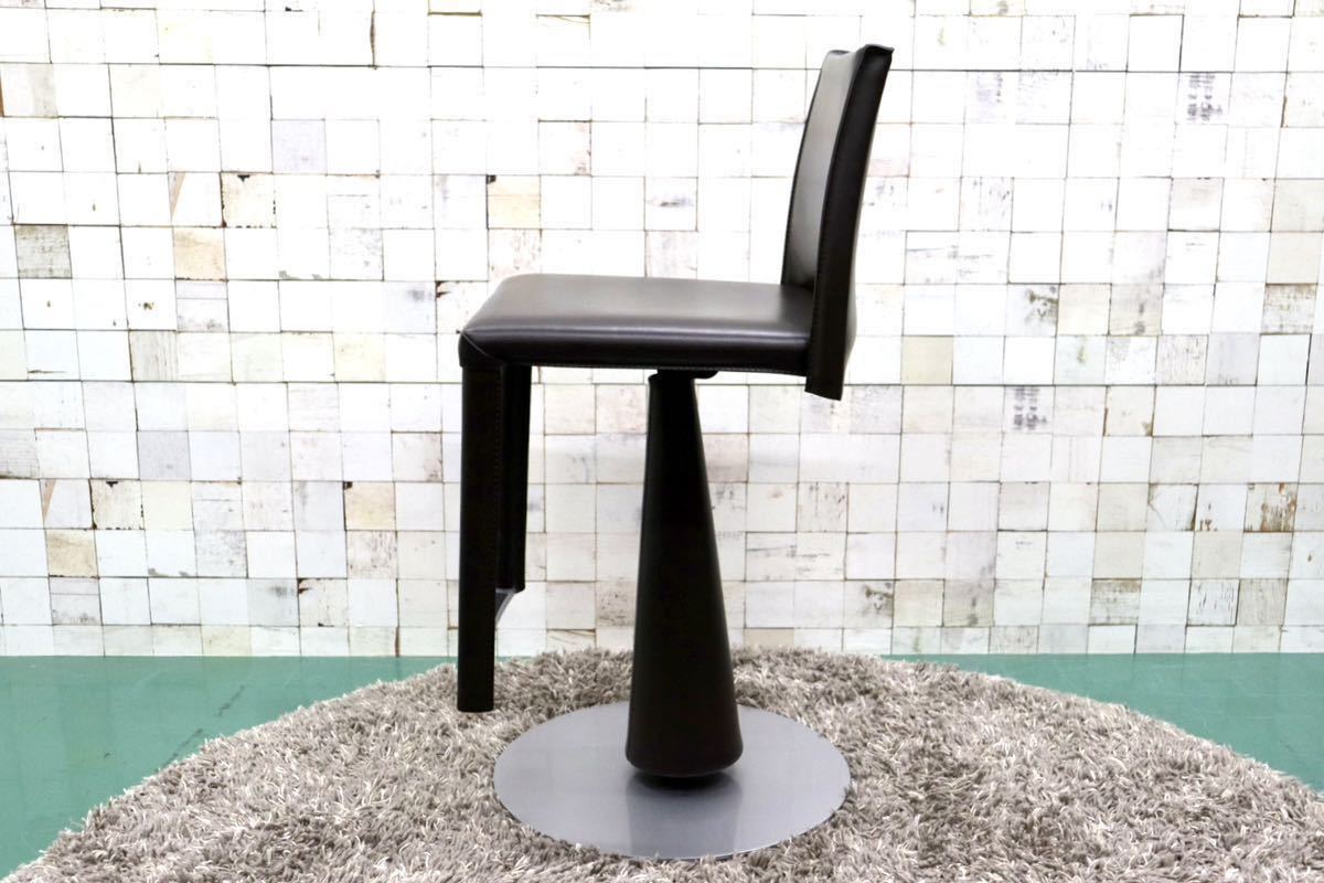 GMFS198A○Frag / フラッグ EVIA GP height-adjustable stool エビアハイアジャスタブルスツール 本革 イタリア モダン 廃番 定価約17.2万 _画像7