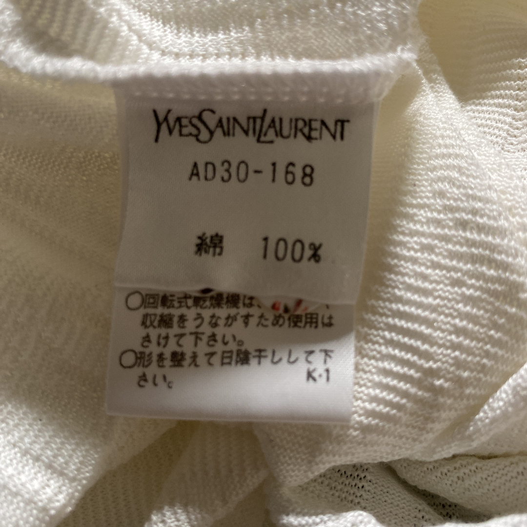  free shipping YSL Yves Saint-Laurent total pattern long short sleeves shirt white 