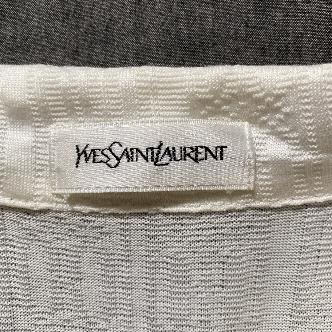  free shipping YSL Yves Saint-Laurent total pattern long short sleeves shirt white 