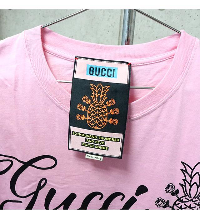 銀座店 グッチ パイナップル GG ロゴ Tシャツ 半袖 メンズ size:M