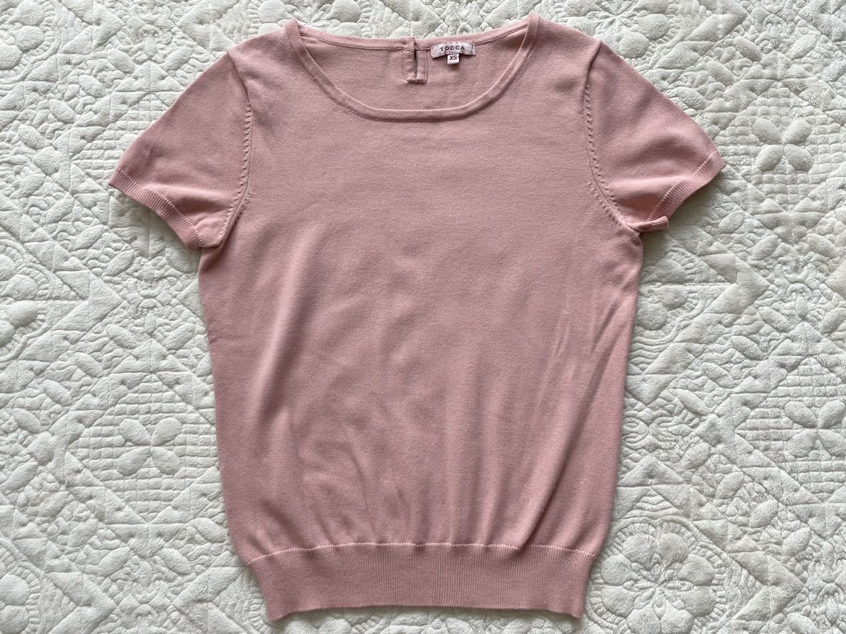 ★美品★ TOCCA ★半袖 花ボタン トップス★XS★サーモンピンク★_画像1