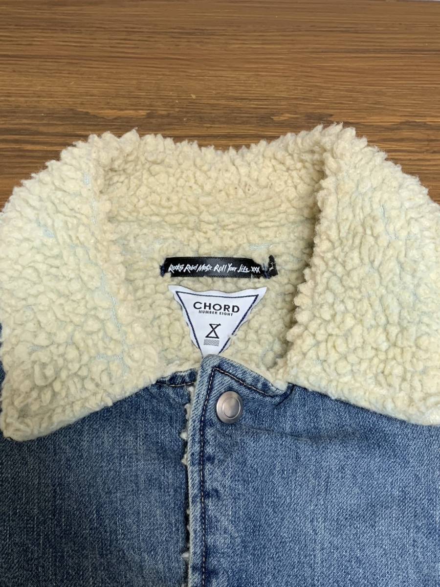 [CHORD NUMBER EIGHT] 17AW 定価48,400 OVERSIZED DENIM BOA JACKET オーバーサイズ ボアランチ インディゴデニムジャケット L 日本製_画像4