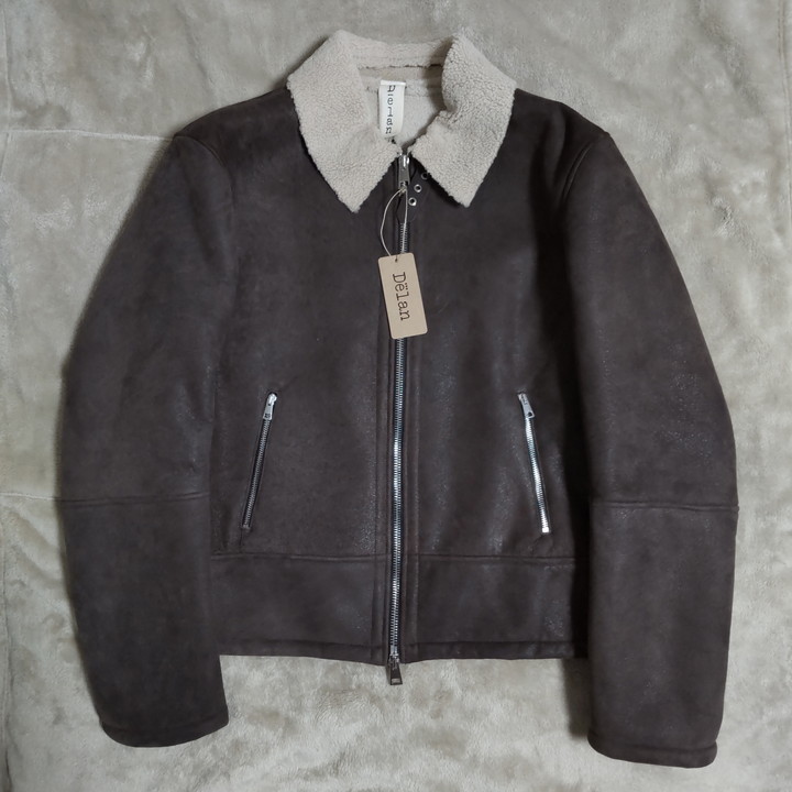 新品 Delan サイズ56 ブラウン デラン ムートンブルゾン ヌバック