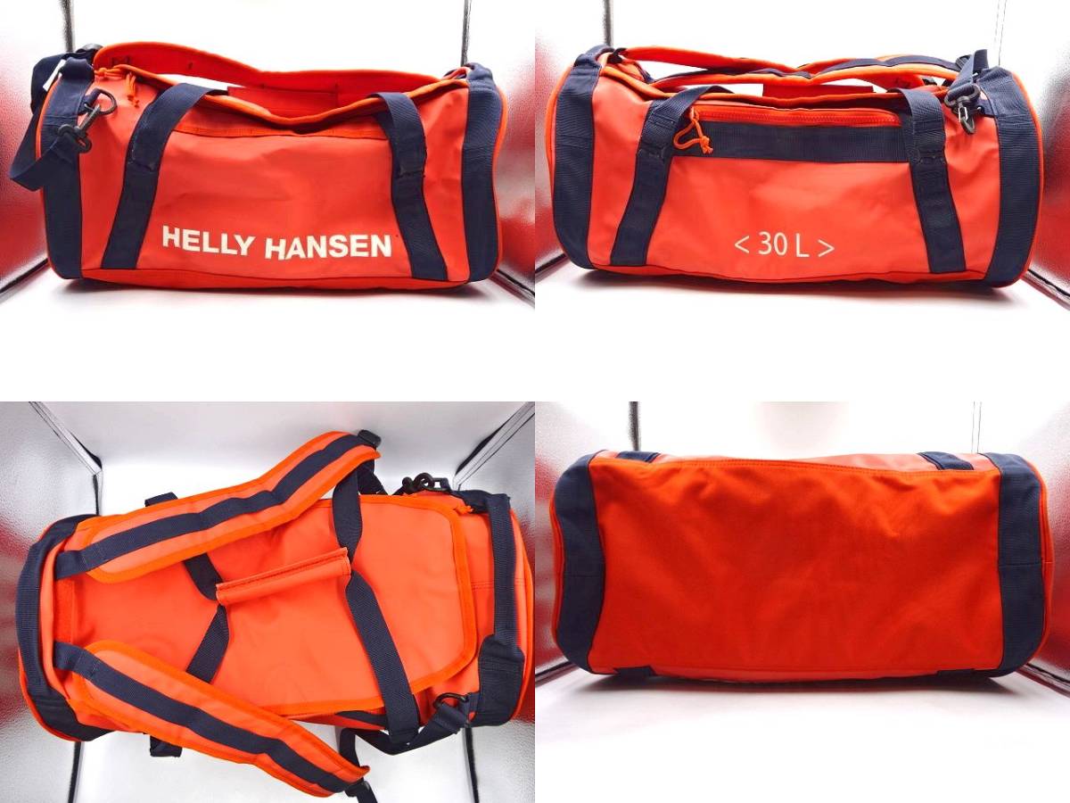 ◎ヘリーハンセン HELLY HANSEN ボストンバッグ HH ダッフルバッグ 30L オレンジ系 手持ち ショルダー 中古 の画像2