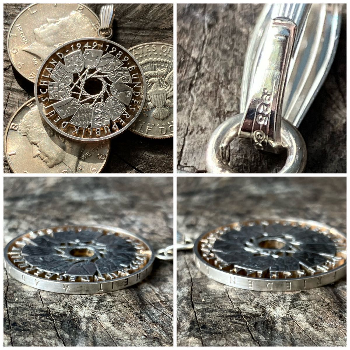 銀貨 ドイツ カットコインペンダント ブランド ReD silver 625% ネックレス トップ ハンドメイド シルバーアクセサ