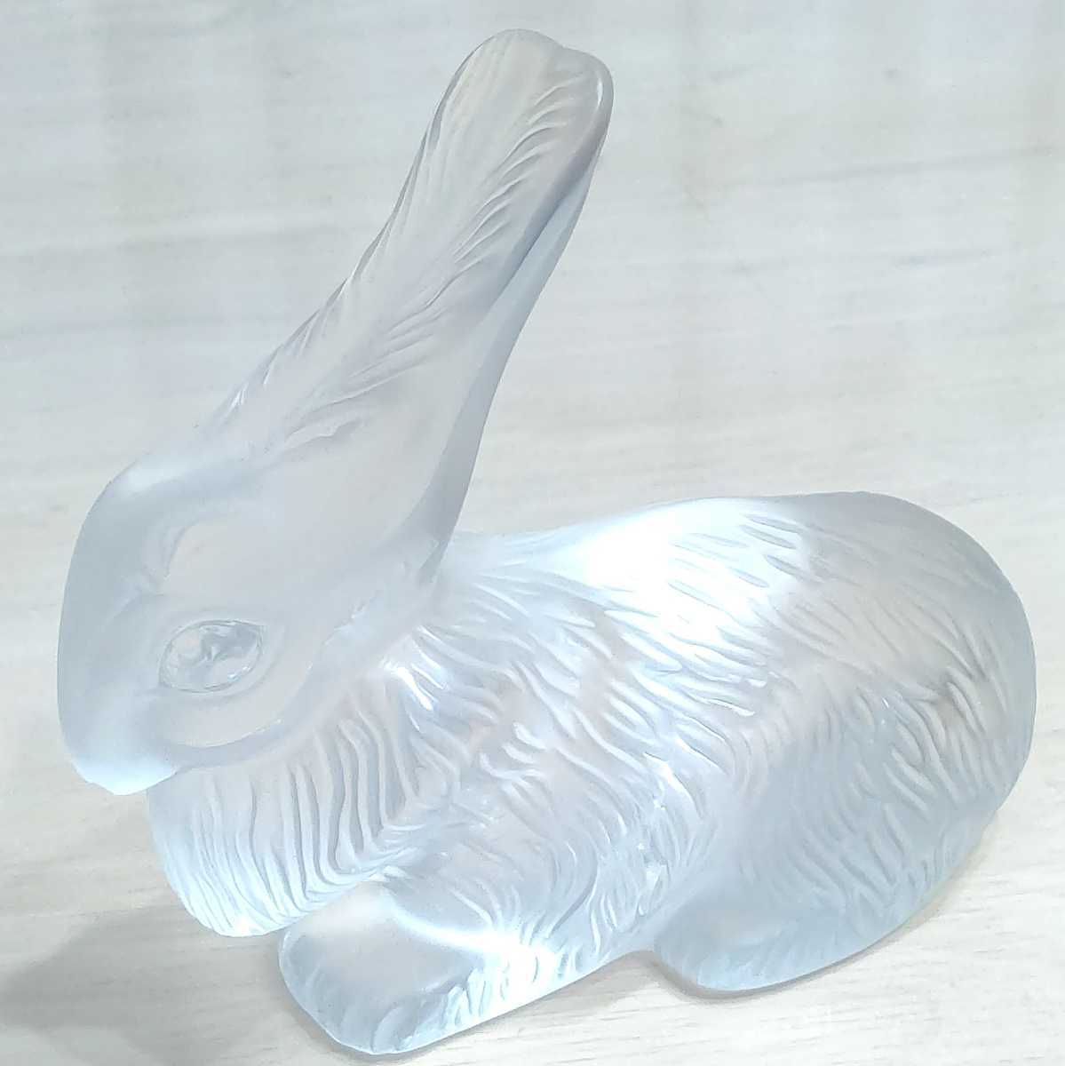 フランス製 LALIQUE ラリック フロスト クリスタル うさぎ 兎 オブジェ-