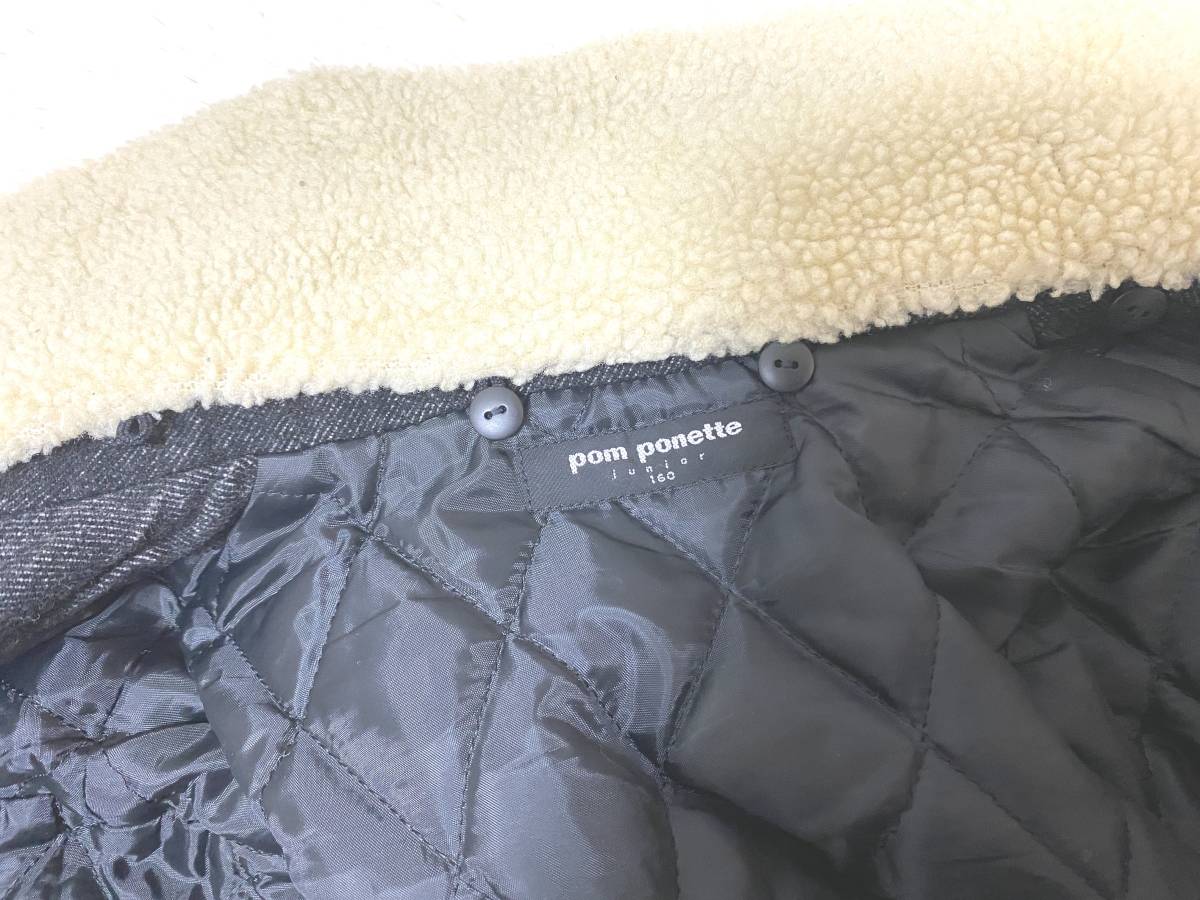  girl 160 size : Pom Ponette [pom ponette] made in Japan * taking out possible boa collar * Denim jacket : black 