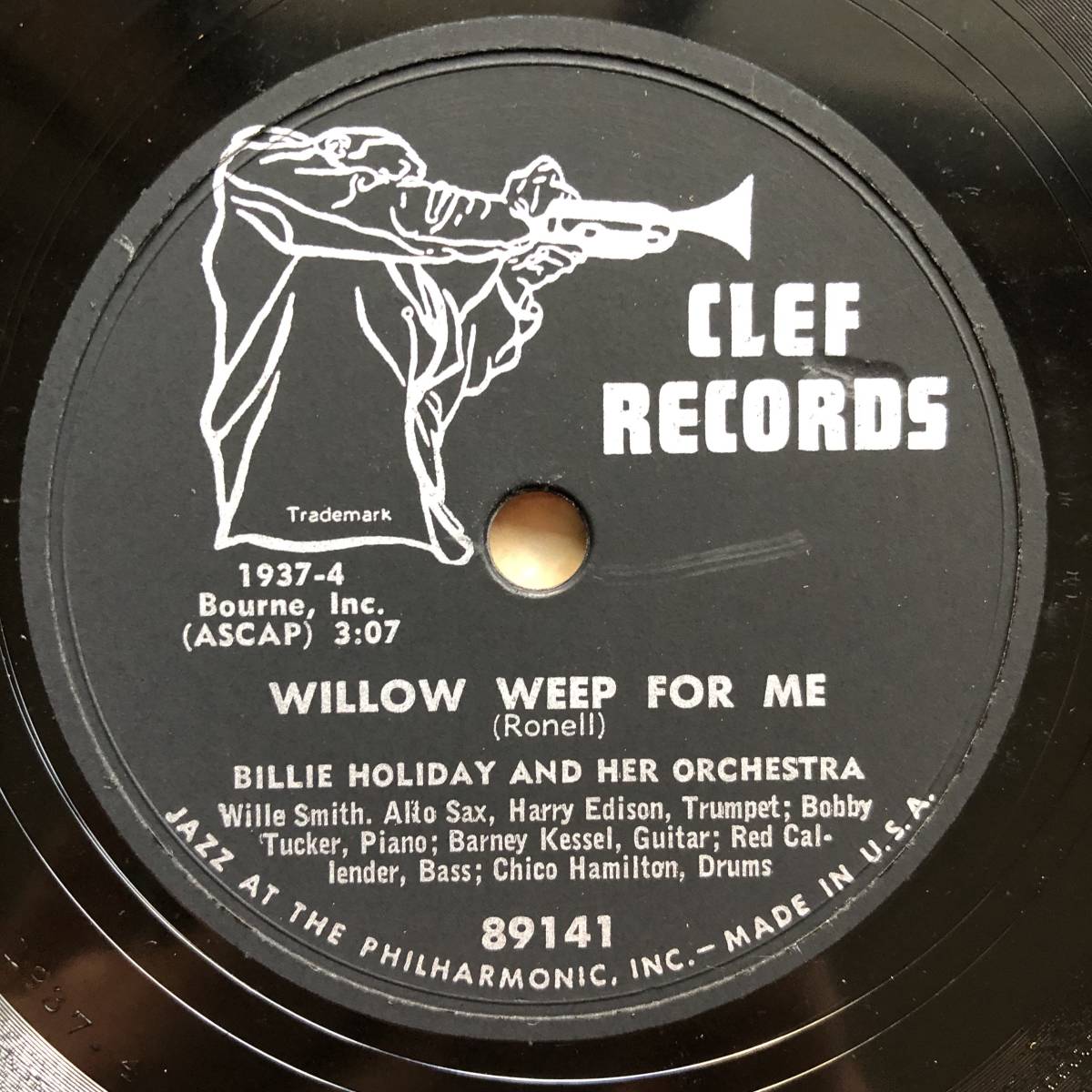 Billie Holiday / hard-to-find Clef 89141 / Willow Weep For Me / Stormy Blues / beautiful record 