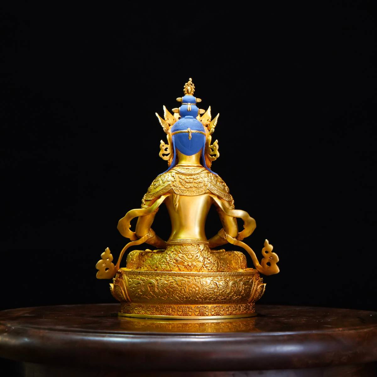 中國古董,古佛像,古銅製。 聚寶齋*清*銅製*流金*金絲嵌*長壽佛*仏像*古仏像】極細工 置物