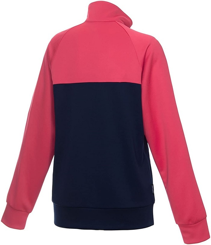  Adidas lady's linear Logo jersey jacket L size regular price 7689 jpy pink / navy stand-up collar klaima light UV cut 
