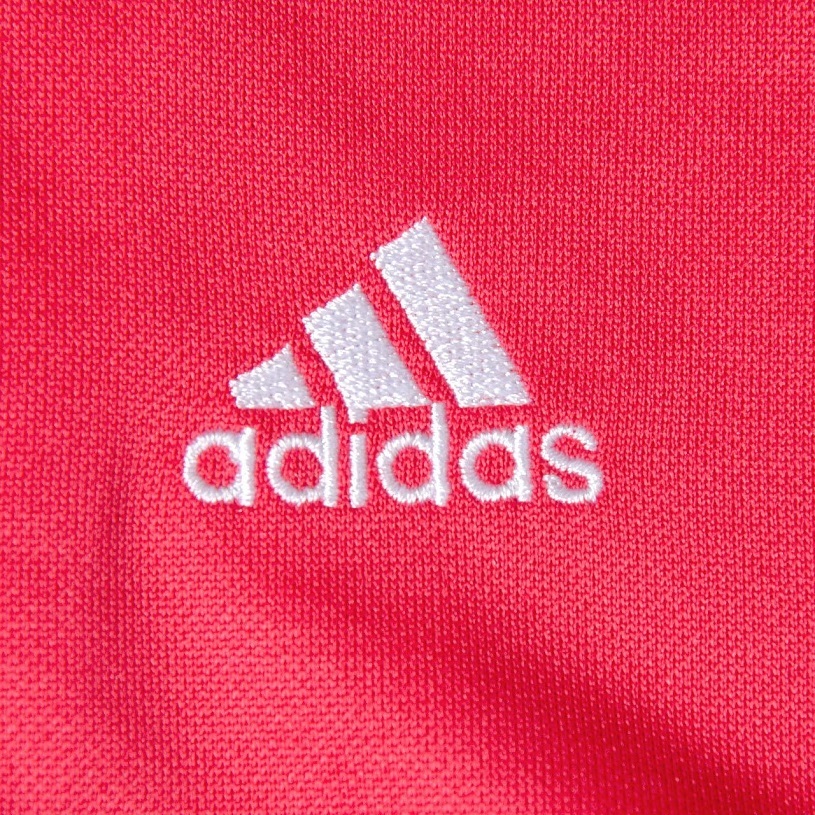  Adidas lady's linear Logo jersey jacket L size regular price 7689 jpy pink / navy stand-up collar klaima light UV cut 