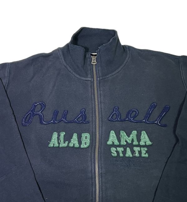 ★雰囲気◎★ RUSSELL ATHLETIC ラッセルアスレチック ジップアップ スウェット ALABMA STATE Lサイズ 黒系 ヴィンテージ古着 USED 547_画像3