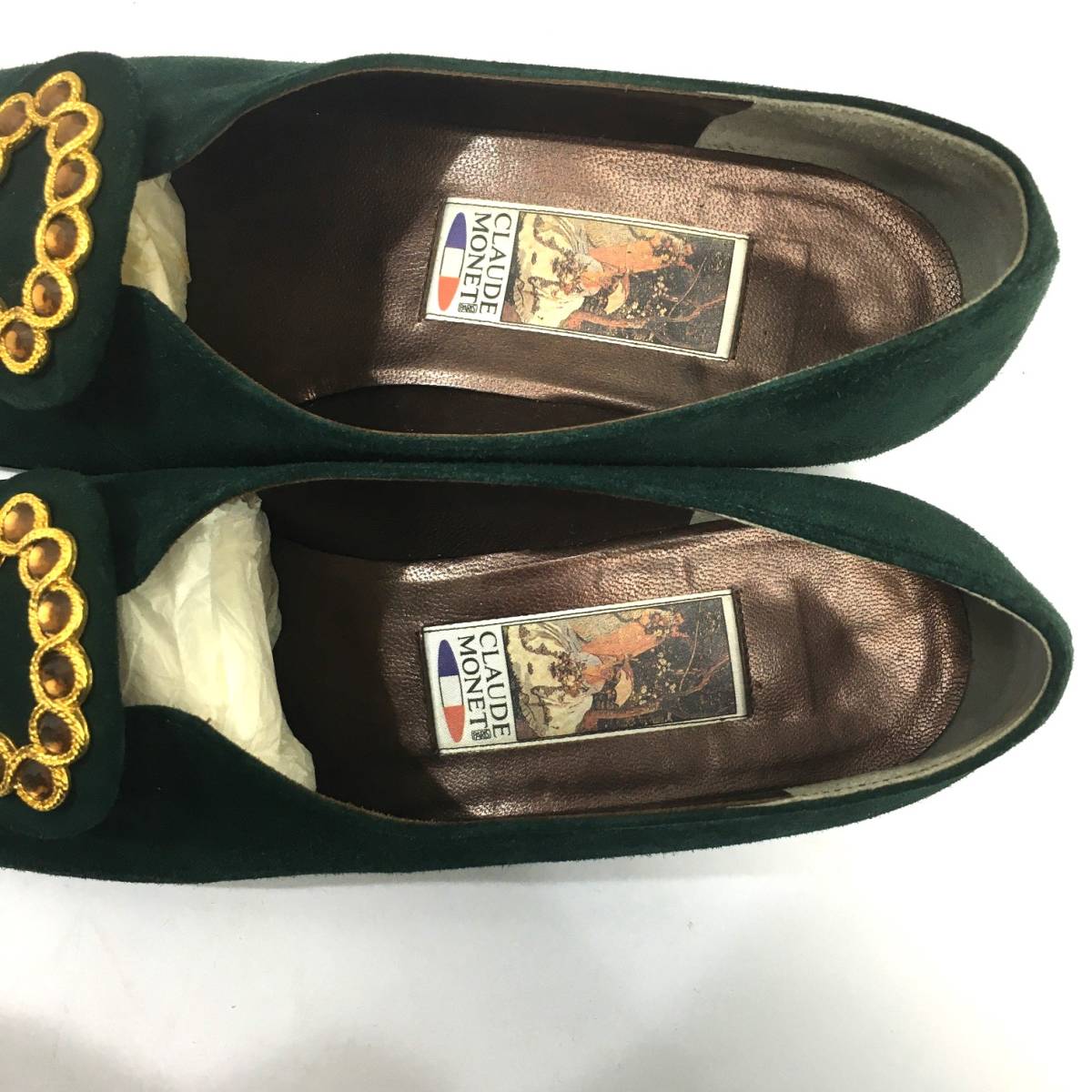 NZ2132H CLAUDE MONET クロード・モネ ローヒールパンプス 36 グリーン スエード イタリア製