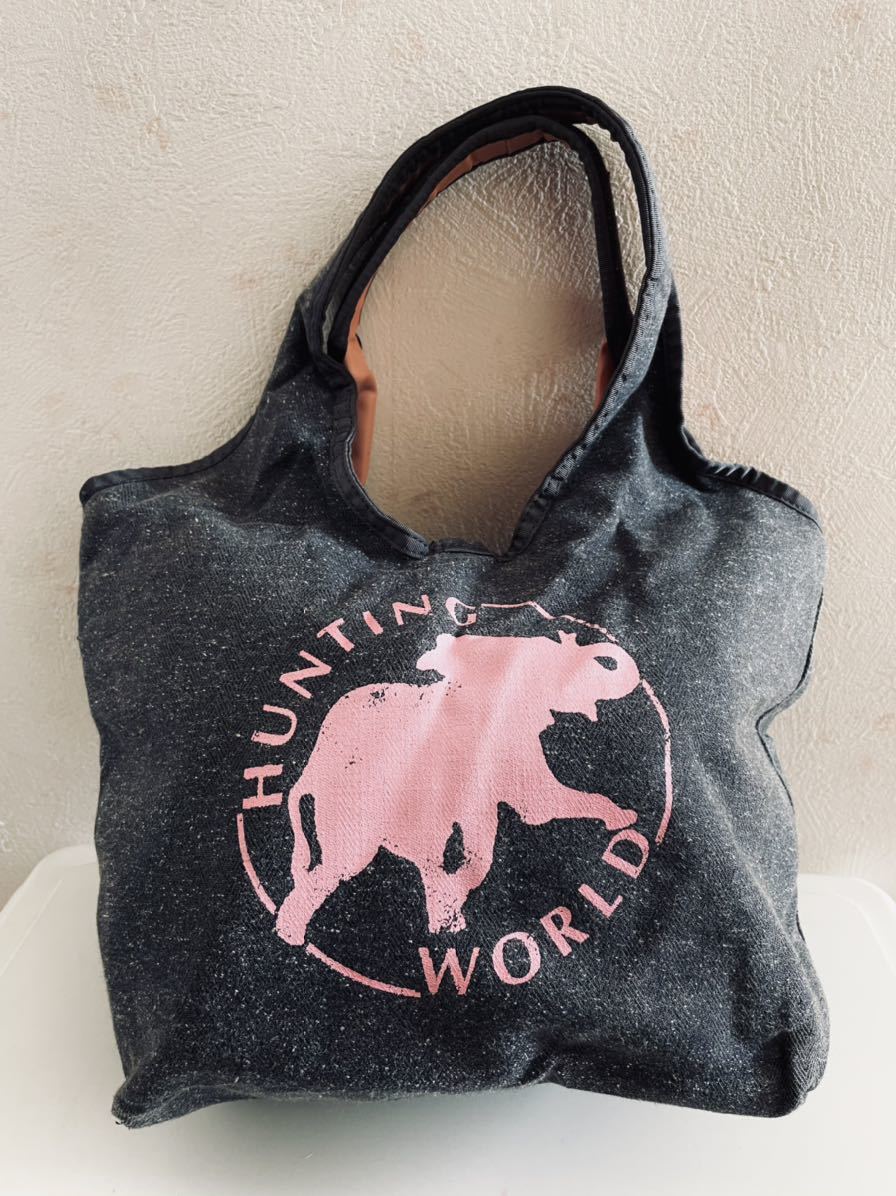 HUNTING WORLD REVERSE 2WAY TOTE BAG ハンティングワールド リバーシブル トートバッグ ボルネオ保全トラストused_画像1