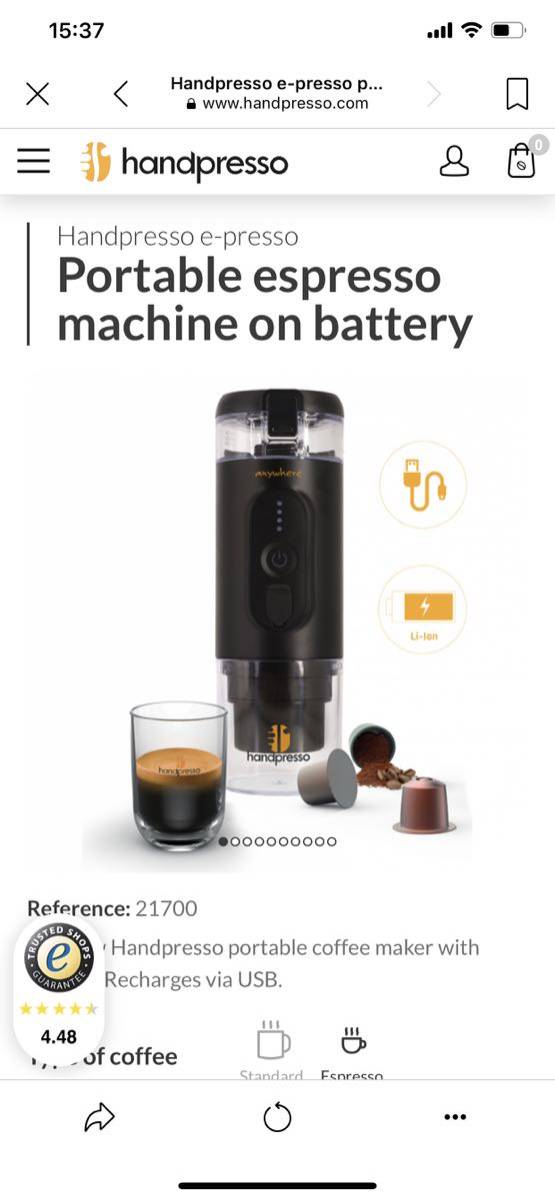 【レビューを書けば送料当店負担】 handpresso ネスプレッソカプセル使用可能 エスプレッソマシーン 充電式 ハンディタイプ コーヒーメーカー一般