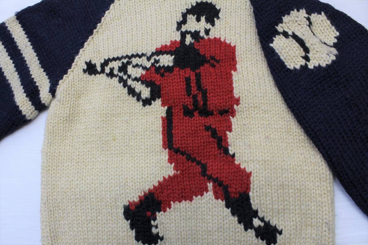 YW16東洋40(L)チェスウィック カウチン セーター 野球 カナダ製 ニット 大リーグ メジャーリーグCheswickニューヨークNY_画像3