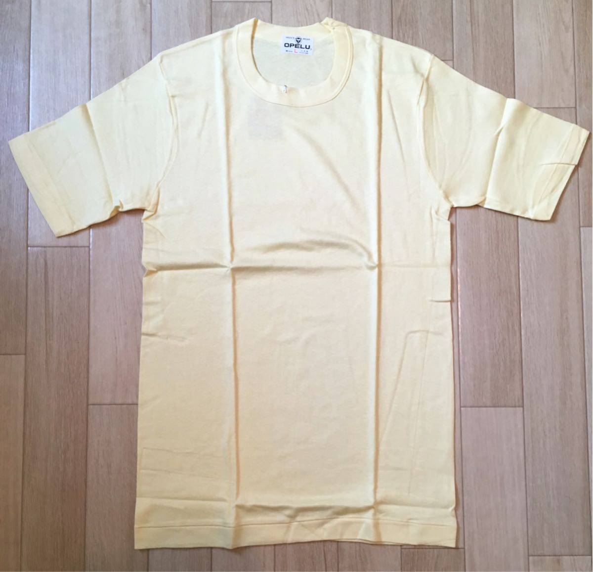 デッドストック 新品未使用品!!「OPELU」半袖Tシャツ L-Yellow SIZE:L 日本製 ヴィンテージ 70's-80's_画像1