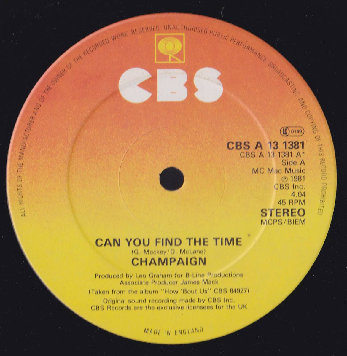 ダンクラ12inch★CHAMPAIGN / Can you find the time★U.K.盤・CBS★_画像1