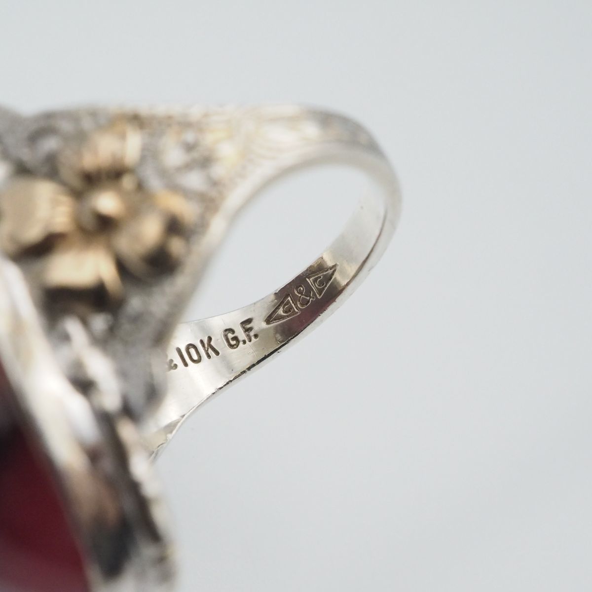 R10 インカローズ STERLING 10K G F C&C刻印 リング フラワー R10 インカローズ STERLING 10K G F C&C刻印 リング フラワー