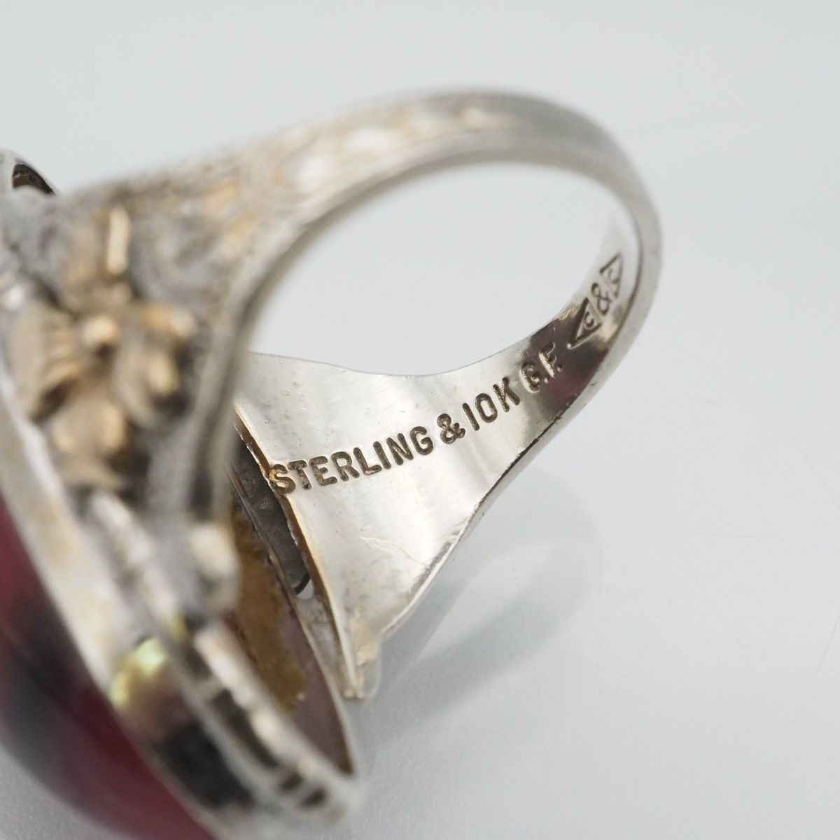 R10 インカローズ STERLING 10K G F C&C刻印 リング フラワー R10 インカローズ STERLING 10K G F C&C刻印 リング フラワー